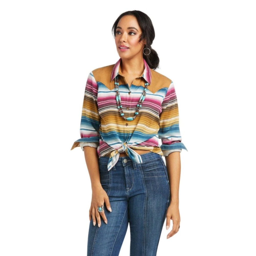 Ariat Button Up Shirt Women S Aztec Western Cowgirl Rodeo Colorful Long Sleeve